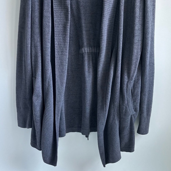 Barefoot Dreams Cozychic Ultra Lite Knit Open Cardigan Sweater Gray Size Medium - Picture 3 of 16